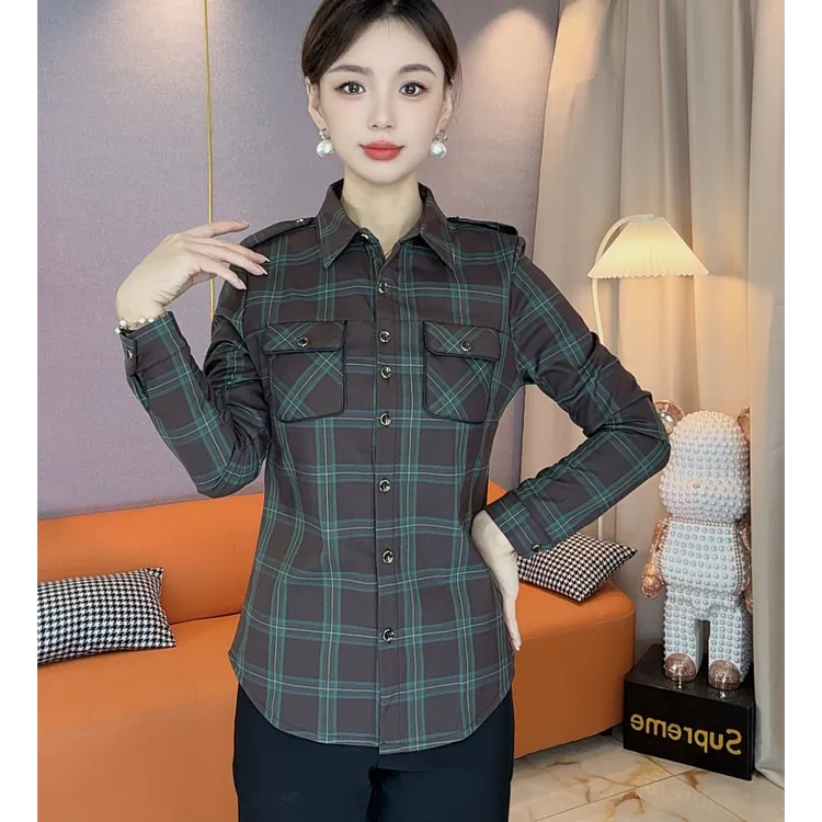 (加绒保暖)新款格子休闲修身秋冬季遮肉显瘦时尚百搭衬衫Z7165-1