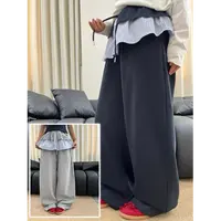 2025秋『条纹屁帘』儿童洋气条纹裙摆休闲百搭针织弯刀长裤卫裤7789