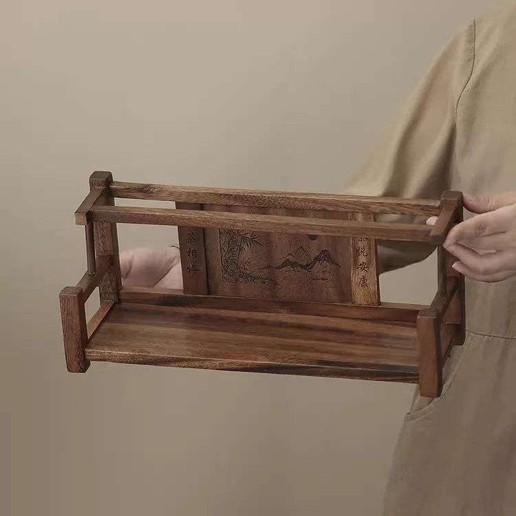 南美胡桃木福茶相伴单层沥水收纳架置物架厨房收纳架35*12*15cm