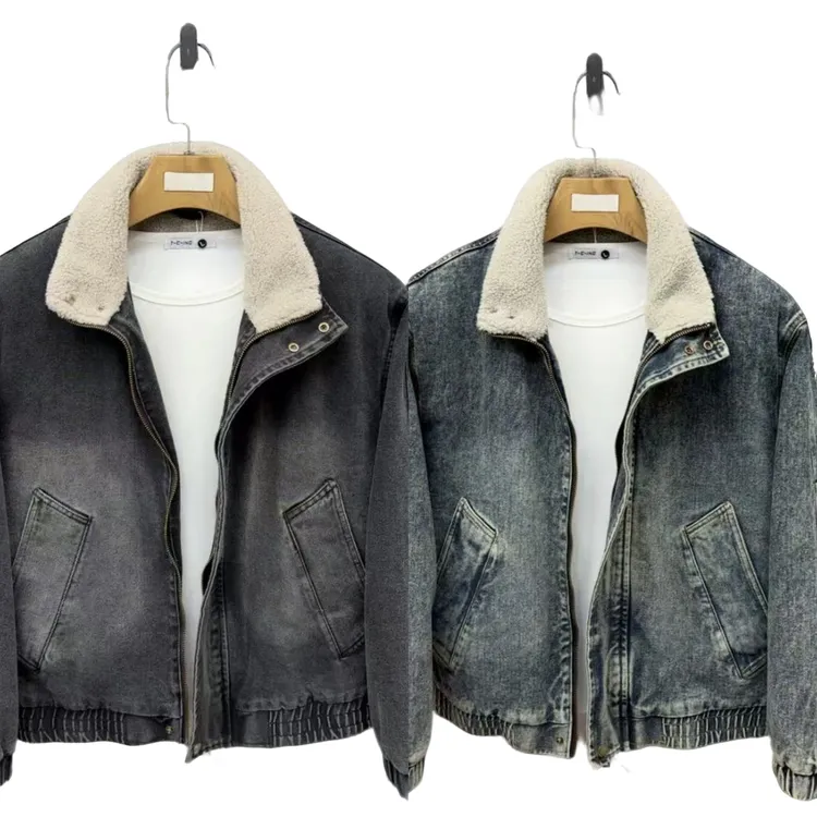 冬季新款9566男士休闲时尚百搭翻领牛仔夹克保暖上衣外套韩版