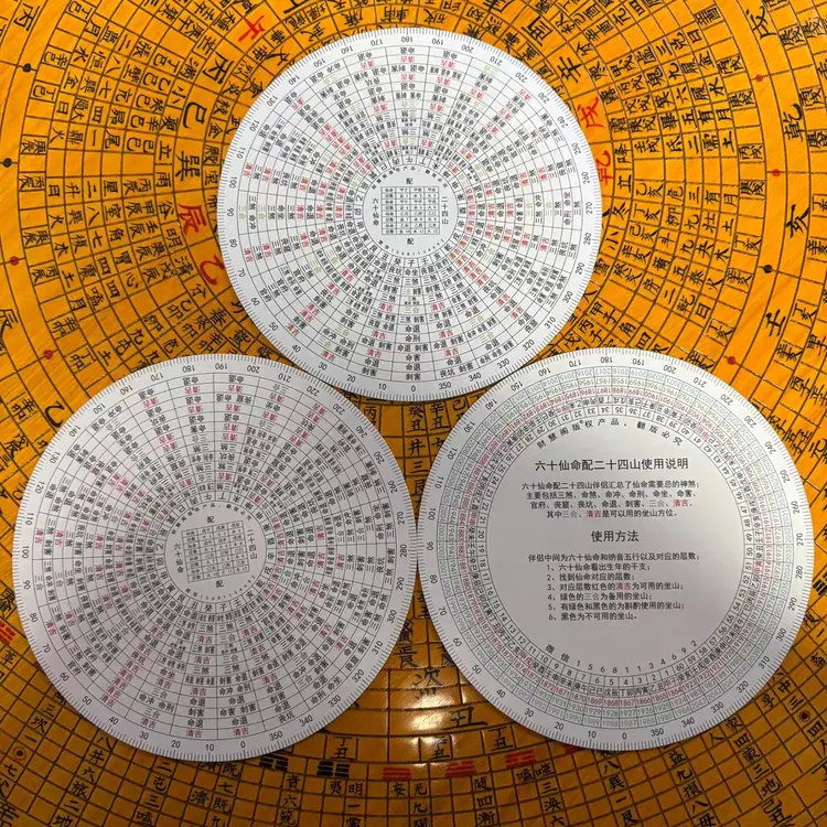 财慧阁 六十甲子配二十四山罗盘伴侣摆件