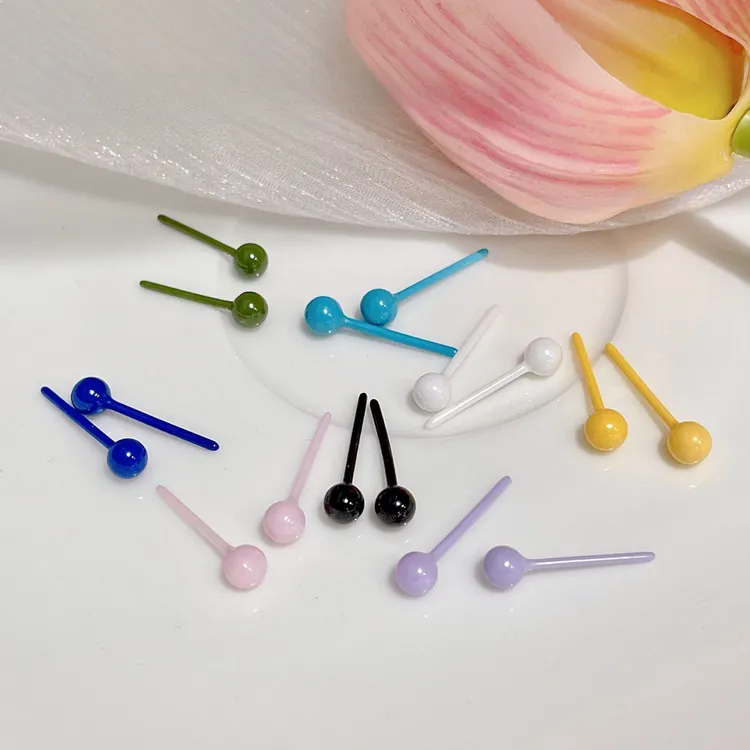 非金属陶瓷耳饰 4mm彩色生物瓷养耳洞耳钉女甜美耳环睡觉免摘耳棒商品图