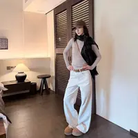 【三三】年度爱裤！定制杂米白色牛仔裤可穿一整个秋冬直筒拖地裤