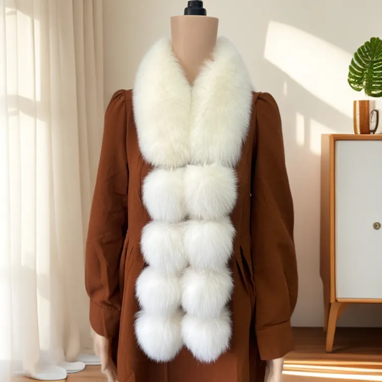 狐狸毛保暖围巾女士长款百搭毛绒气质围脖冬季韩版秋冬狐狸毛围脖