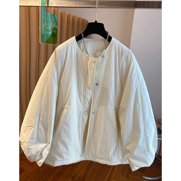 韩里韩气轻薄棉服女冬季2025新款宽松休闲高级感洋气夹棉外套上衣