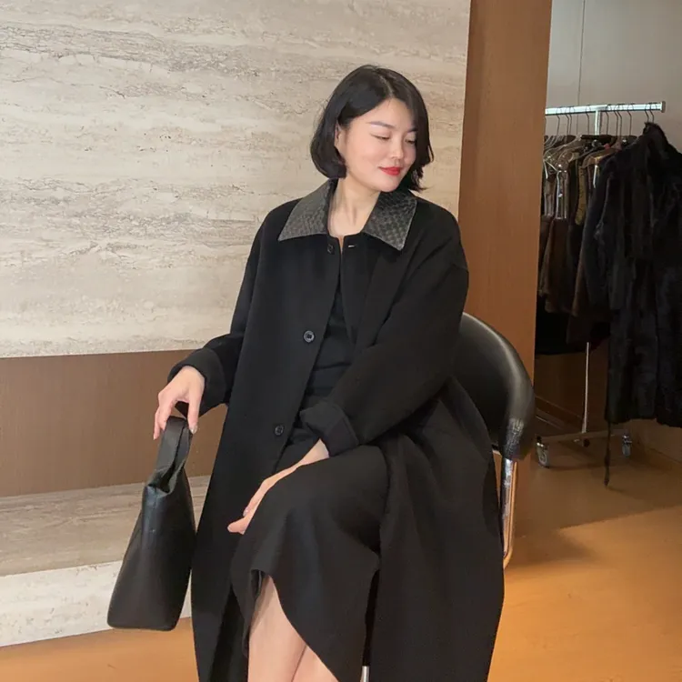 TANTAN 秋冬时尚气质百搭毛呢中长款大衣3223