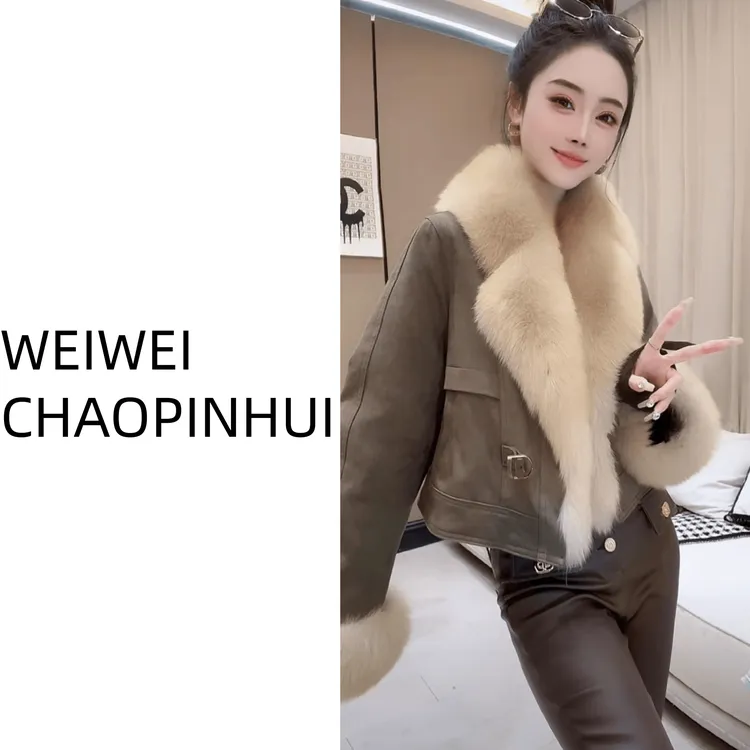【薇薇高端欧货】秋冬气质时尚拼接狐狸毛鹅绒羽绒服--31070772