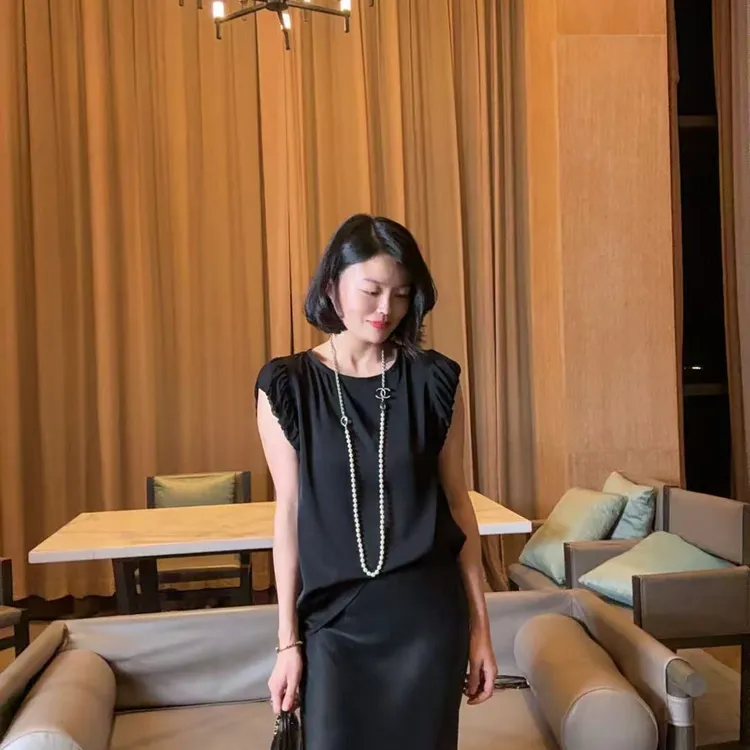  TANTAN 真丝气质后背V领T恤1155