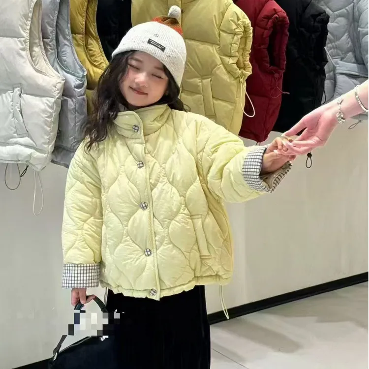 女童冬季新款棉服洋气女宝宝夹棉宽松百搭面包服休闲排扣棉衣