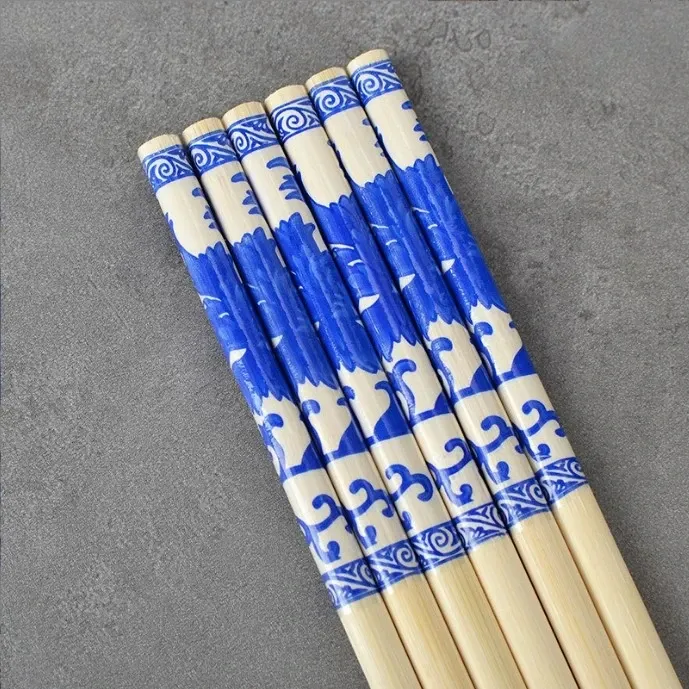 100支！拍2单发300支青花瓷一次性高档筷子加长独立包装家用防滑筷