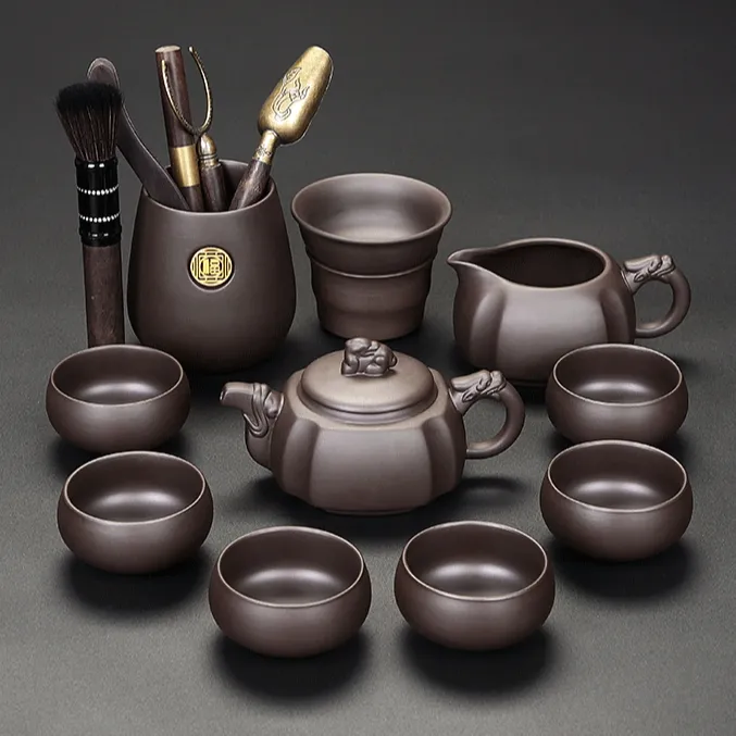 原矿紫砂功夫茶具套装高端中式泡茶专用茶壶茶杯家用会客轻奢整套
