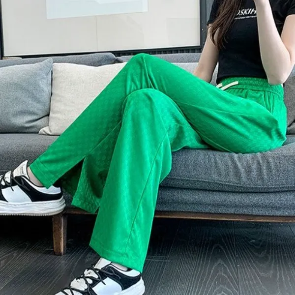 33211高腰夏季休闲裤薄款阔腿裤外穿垂感长裤显瘦时尚宽松百搭