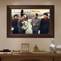 A7毛主席四大伟人挂画画像客厅玄关装饰画办公室墙画晶瓷金珠棕框