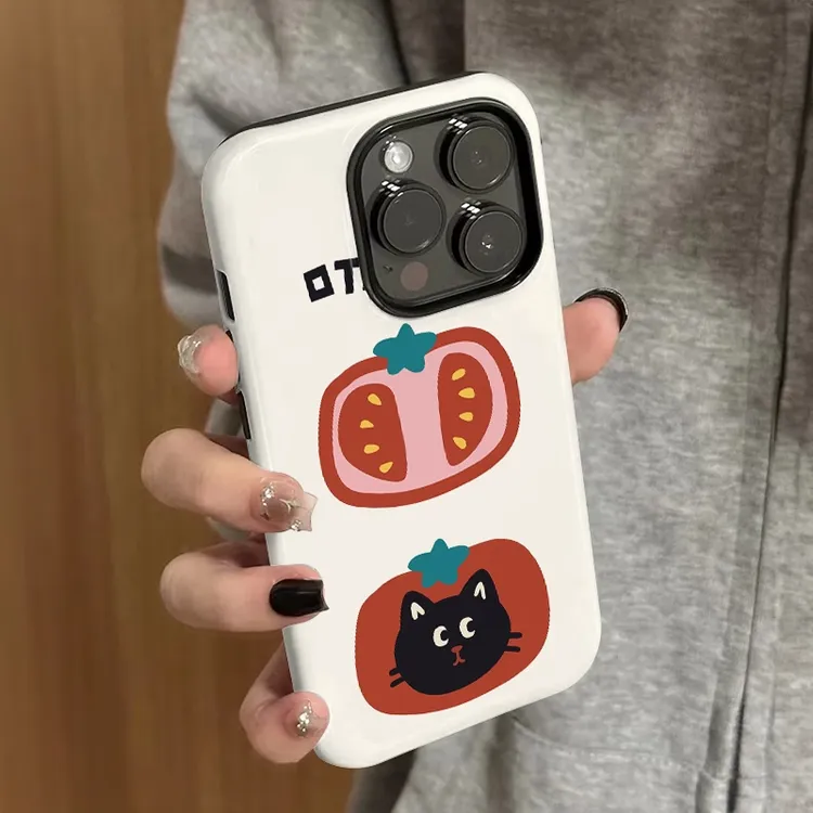 西红柿猫咪菲林二合一适用iPhone16手机壳华为简约vivo小米15oppo