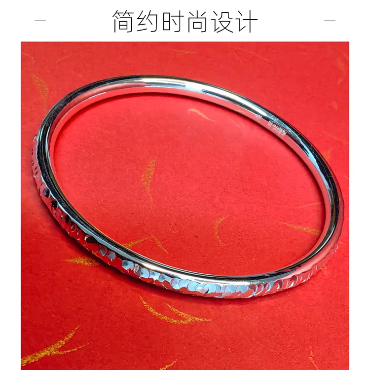 足银手镯 碎冰冰 圆条闭口 足银手镯 时尚简约传承经典精美纯手工