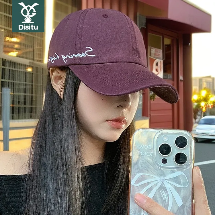 韩系大头围棒球帽女新款百搭紫色软顶帽子遮阳鸭舌帽子女孩男款