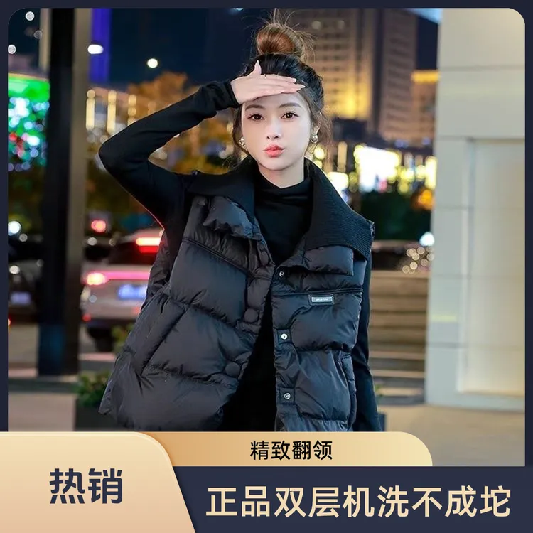 文少华专属  精致翻领     欧洲站   马甲冬季外穿马夹显瘦保暖