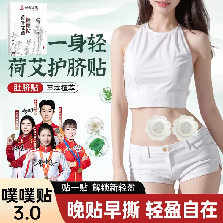 官方正品【南怀瑾配方】升级陈艾艾绒草本家用肚脐贴荷叶艾草噗噗贴
