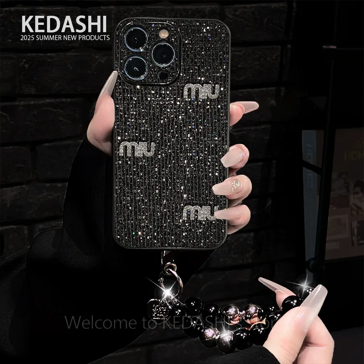 暗夜星钻适用苹果14PROMAX华为MIU标VIVO小米OPPO手链手机壳女