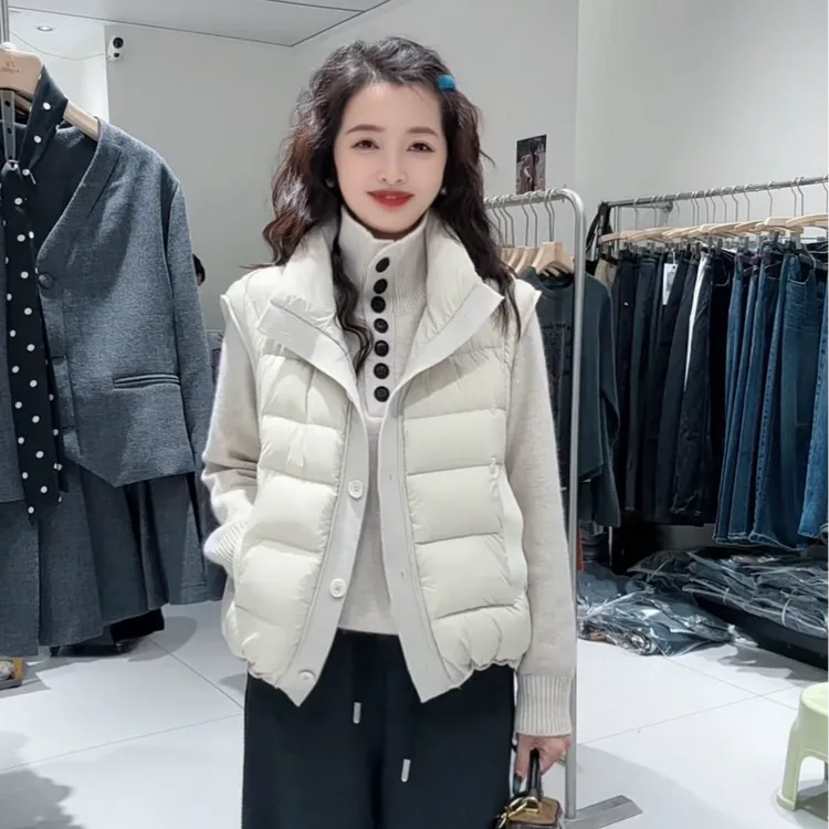 1988 STUDIO•【巨好看扣子马甲】小立领小巧90绒羽绒服马甲