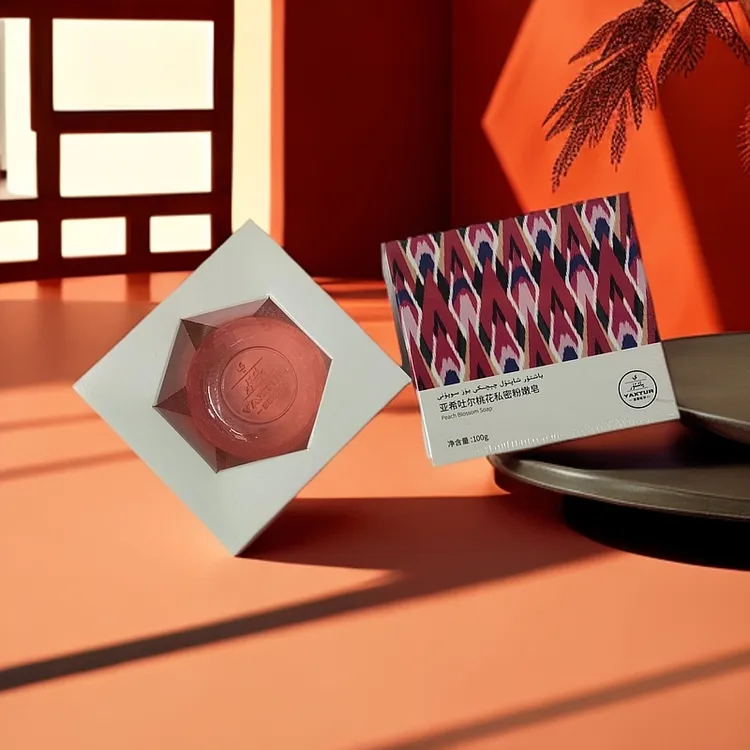 亚希吐尔除螨嫩肤皂桃花私密粉嫩皂人参皂层洁肤磨砂皂