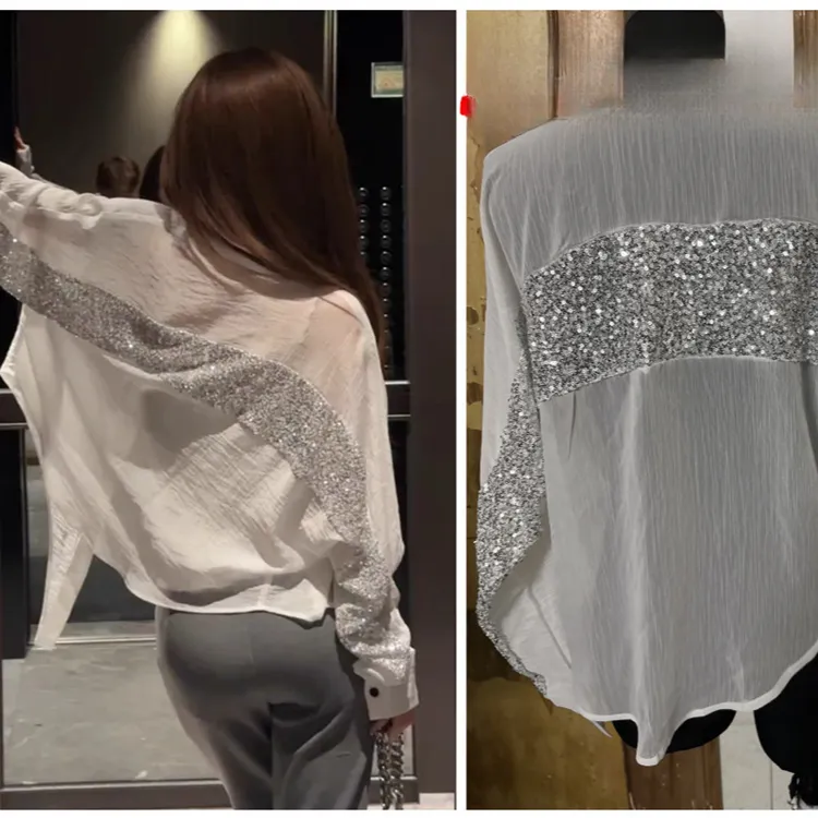 (浠儿姐姐)洋气套头蕾丝INS风时尚镂空慵懒风薄款衬衫百搭宽松