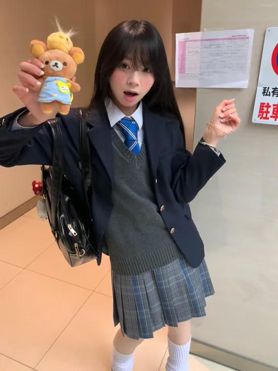 【灰蓝】原创JK格裙校供日系格子学院百搭少女格纹秋冬律动55cm格裙