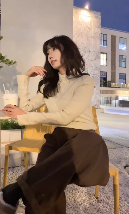 欧货2025冬款女装时尚设计感两粒扣Polo翻领长袖绒针织打底衫