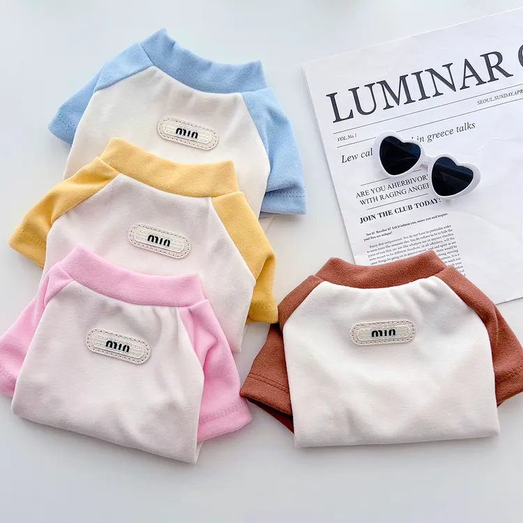 宠物衣服德绒打底衫狗狗半高领猫咪家居比熊泰迪雪纳瑞内搭小型犬