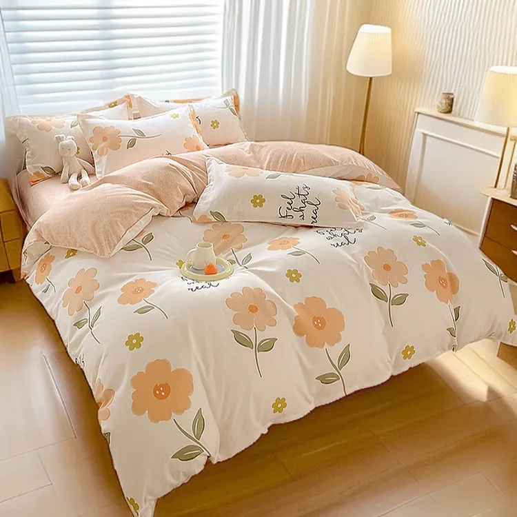 磨毛四件套 亲肤四件套磨毛加厚四季床单被套双人 学生宿舍三件套