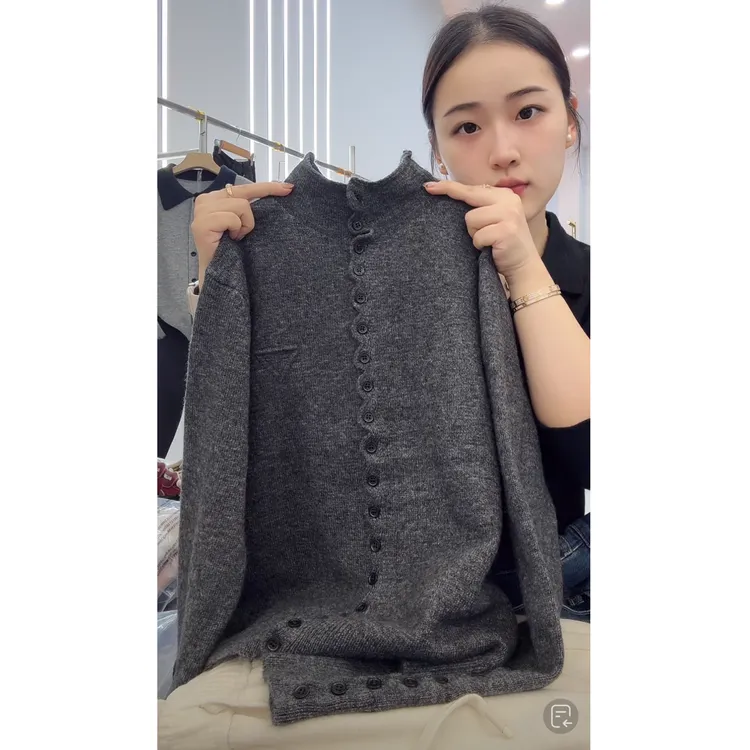 碳灰花边扣」巨软显白不挑人！加厚冬季外套宽松针织毛衣女显白洋气