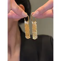 铜合金耳饰 欧美长款流苏气质大脸适合的耳环小众设计高级感耳饰