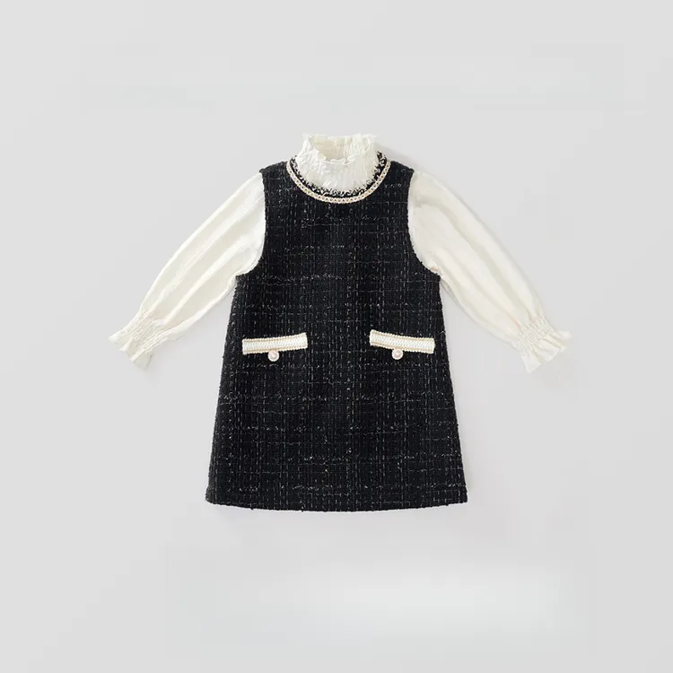 童装女童小香风套装秋季2025春秋儿童无袖背心裙长袖打底衫两件套