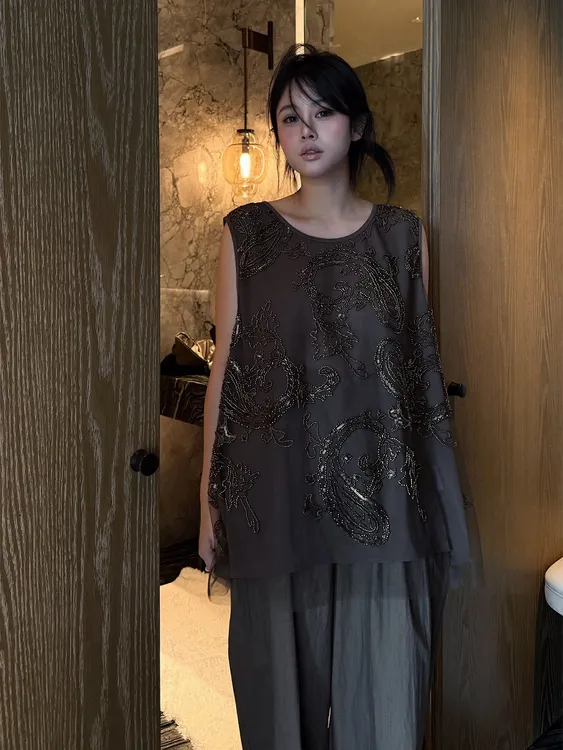 LA CALLA DVN重工珠片马甲YY-M-5572