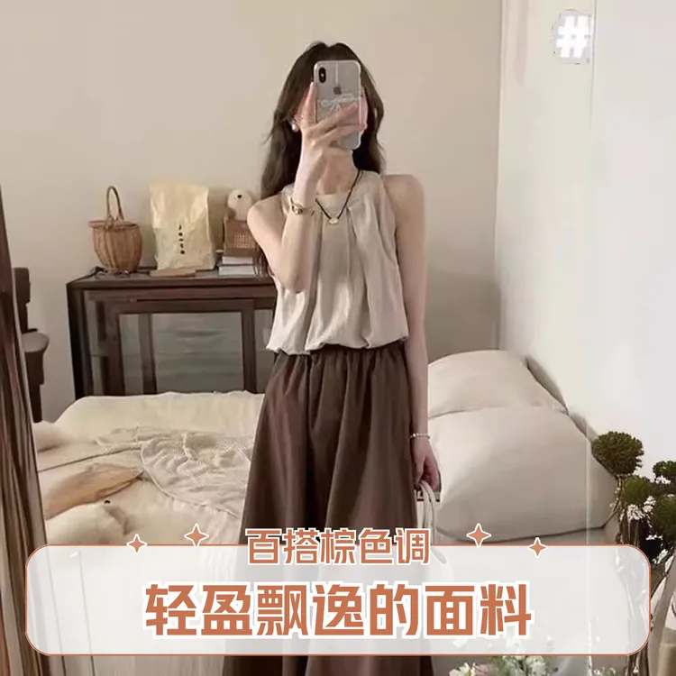 夏装小个子女网红轻熟套装连衣裙多巴胺小香风盐系时尚穿搭一整套