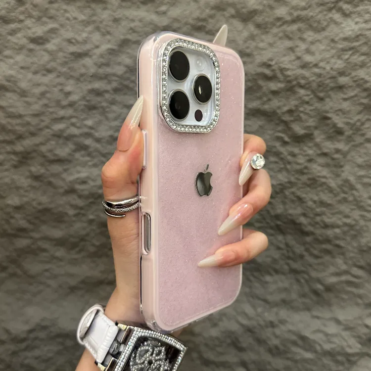高颜值闪钻镜头适用iPhone16pro手机壳15时尚14Pro防摔13全包12女