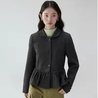 高端货~娃娃领花苞毛呢外套女秋季新款法式收腰减龄上衣