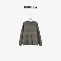  MDSL·冬季时尚慵懒设计感甜美风宽松百搭方格羊毛衫#02327