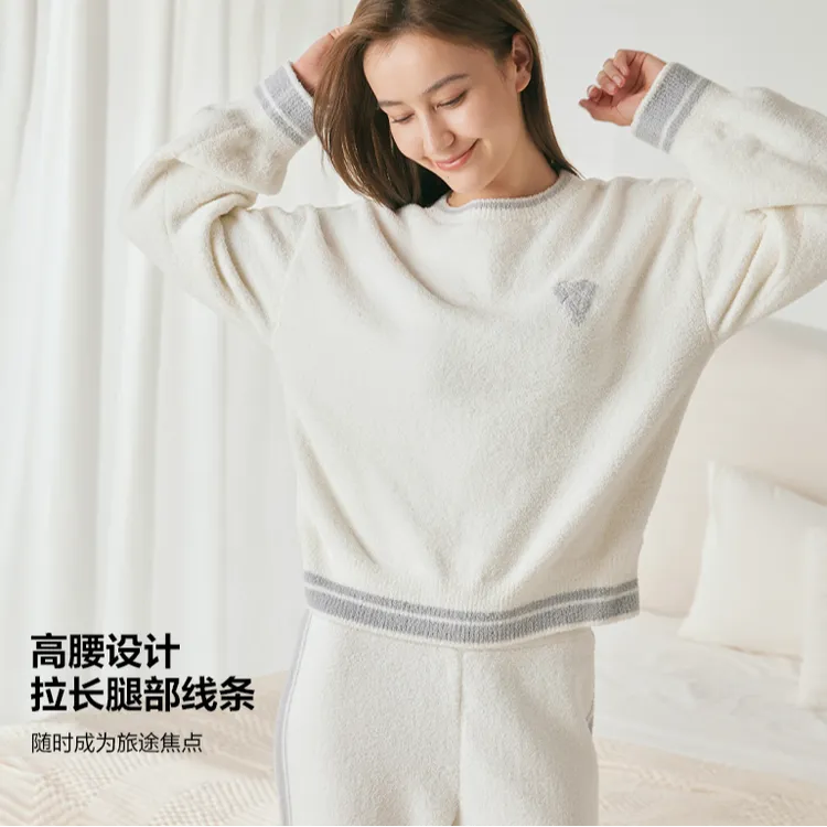 【维密·杨幂同款奶舒绒睡衣套装】轻柔抗静电外穿套头轻暖感居家服