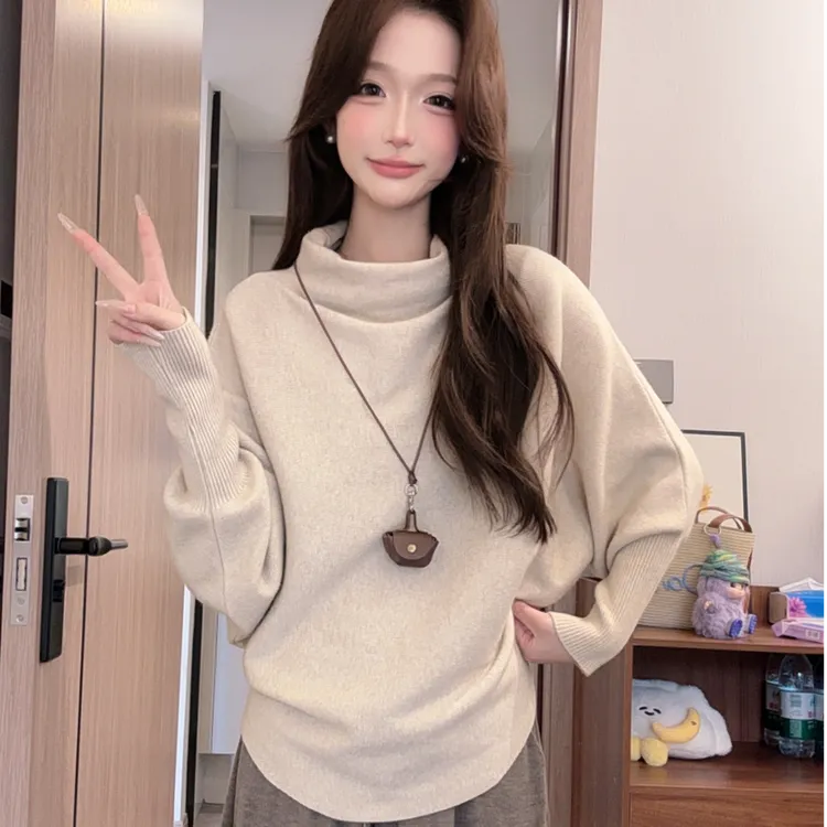 设计感慵懒清冷洋气毛衣针织衫女秋冬新款复古酷飒收腰高级感上衣