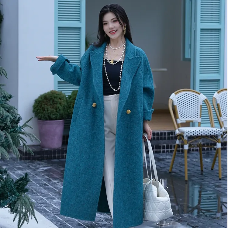 LA.Sheila“费尔岛”金扣长款绵羊毛大衣253-DY/0904-8588