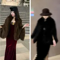 画报夫人原创自制兔毛狐狸毛编织新款斗篷外套