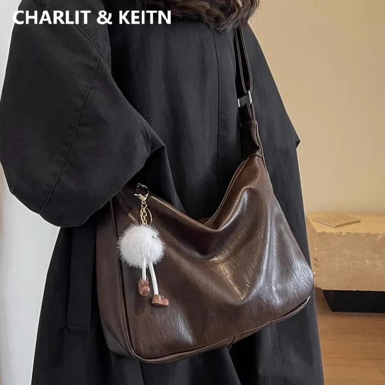 CHARLIT&KEITN包包女式2025新款斜挎包托特包真皮单肩包四季百搭