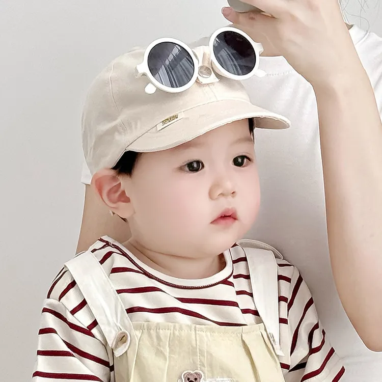 婴儿帽子春秋薄款鸭舌帽开春夏季可拆眼镜软檐男女宝宝遮阳防晒帽