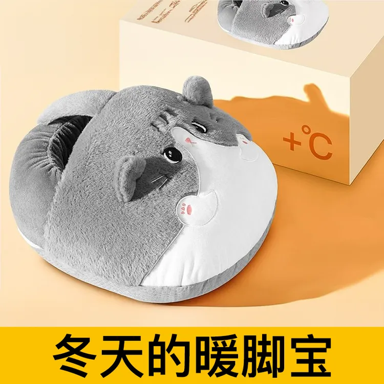 2025新款暖脚神器法兰绒充电暖脚宝办公室桌下被窝保暖热水袋商品图