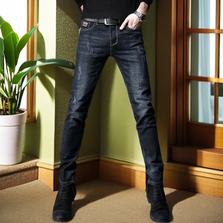 娜罗普西秋季弹力牛仔裤男潮牌修身小脚裤韩版休闲新款男士长裤子