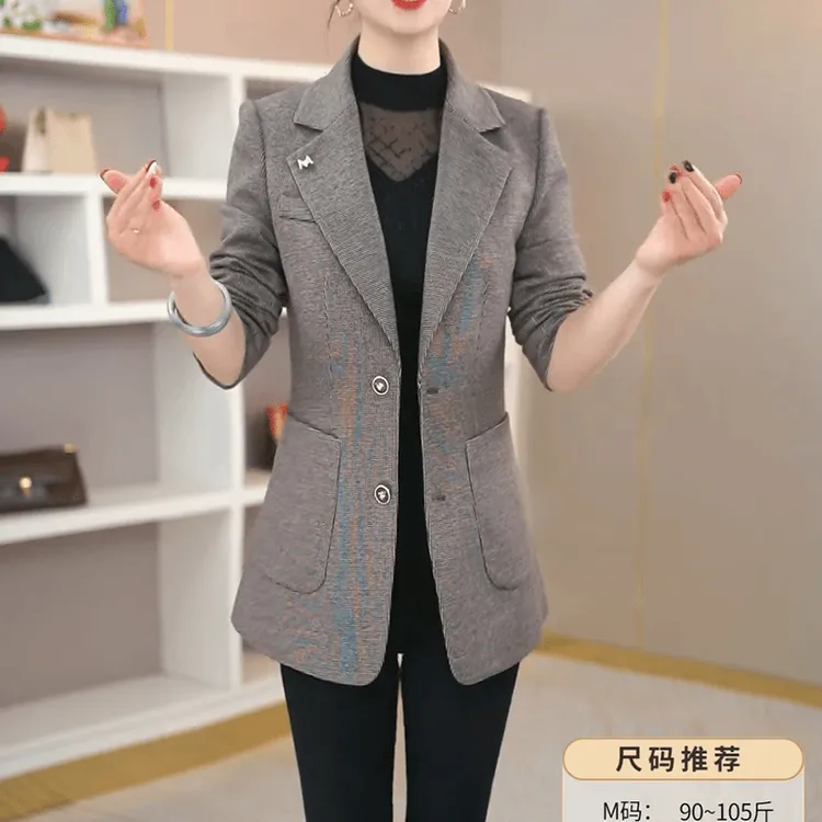 【莫瑞定制】中年妈妈西装外套女2025年秋装新款大码干练小西服上衣
