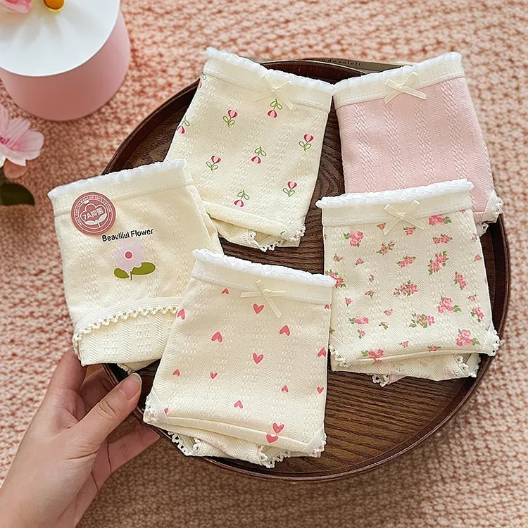 【五条装】7A抑菌底裆95%棉内裤内裤无痕舒适三角裤少女内裤女童