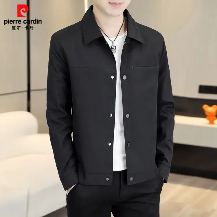 皮尔卡丹春秋外套男士翻领夹克高端潮流休闲短款风衣男装春装上衣