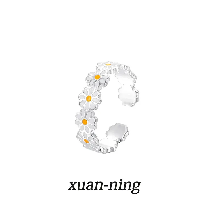 合金戒指 原创设计雏菊开口戒指男女高级感食指戒情侣戒指森系ins